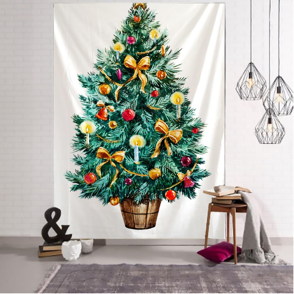 New Year Christmas Tree Decorations Wall Hanging Tapestry Carpet Christmas Home Yoga Mat Bed Cover Beach Mat Gift