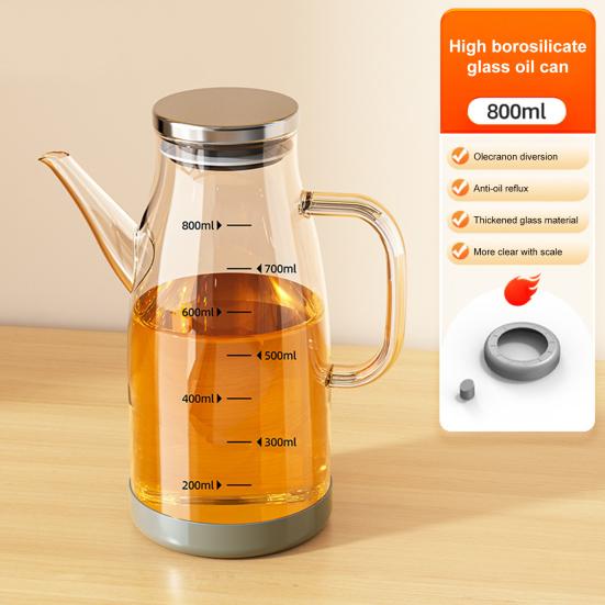 Стеклянная бутылка-дозатор для масла с носиком без капель 600/800/1000 мл, большая емкость для масла и уксуса