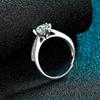 S925 Sterling Silver Starlight Crown Ring Women'S White Gold One Carat Classic Six-Claw Open Ring Fashion Ring