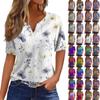 Women's T Shirt Tee Print Button Short Sleeve Daily Weekend Fashion Basic V- Neck Regular Top
