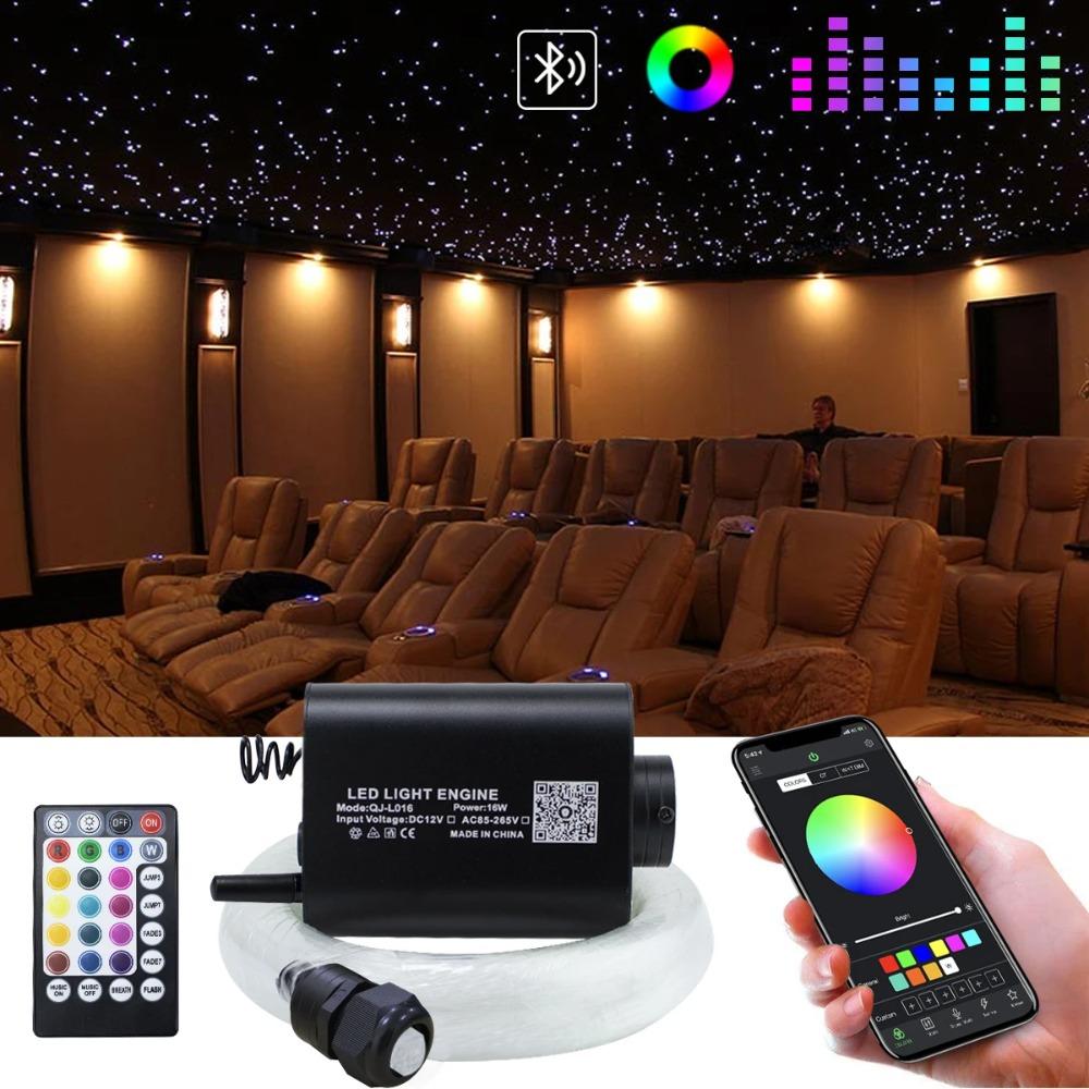 16W RGBW Fiber Optic Star Ceiling Light Kit Sound Activated APP Starry Sky Fiber Optic Light for Car roof Stars home decorating