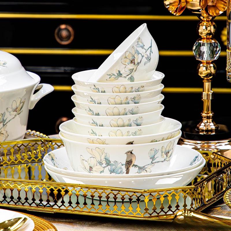 Набор столовой посуды из тонкого костяного фарфора Jingdezhen