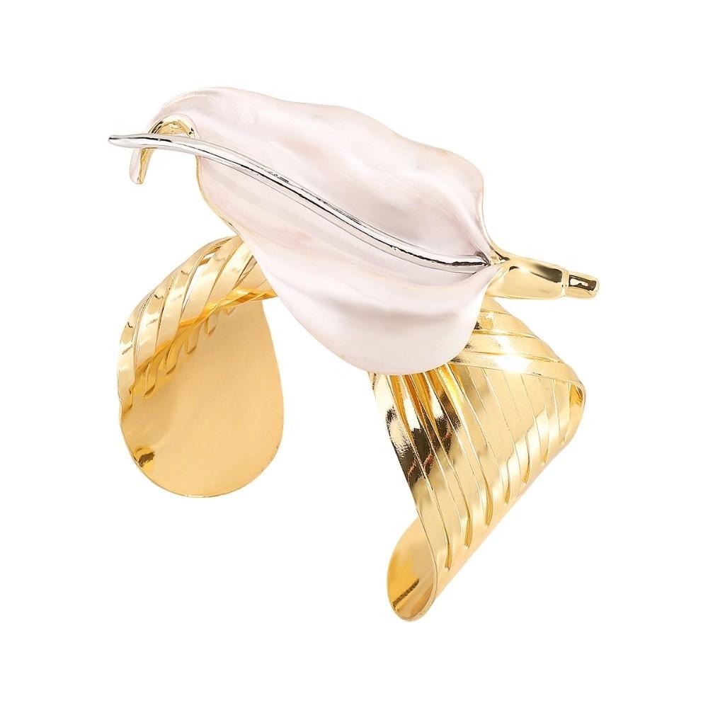 Bohemian Iris Flower Armband Leaf Arm Bangle Personalized 3D Flower Metal Bracelet Girls