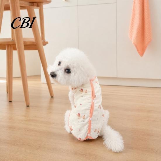 Easy Wear Dog Shirt Cotton T-shirt, Cute Bear or Puppy Print, Breathable Sleeveless Pet Summer Outfit Shirt, Snap Closure Vest for Puppies Small Dogs