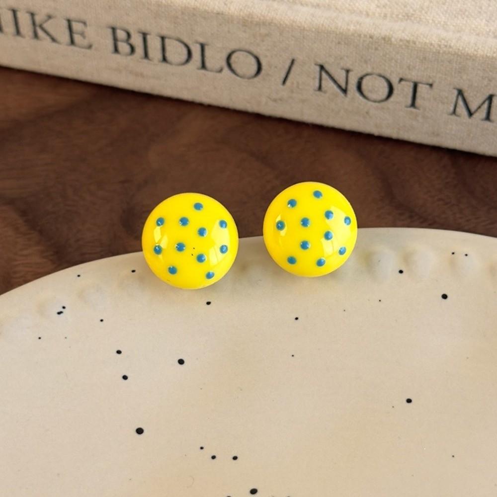 Flower Round Stud Earrings Temperament Jewelry Gift Elegant Polka Dot Earrings Party