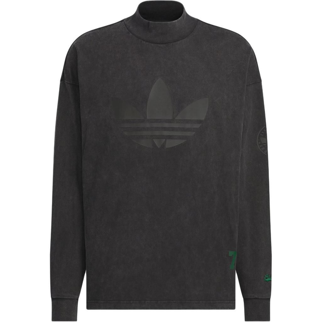 Adidas Футболка Originals Retrowashed Basketball Street Top с логотипом, круглым вырезом и длинными рукавами, мужская, черная JN0777
