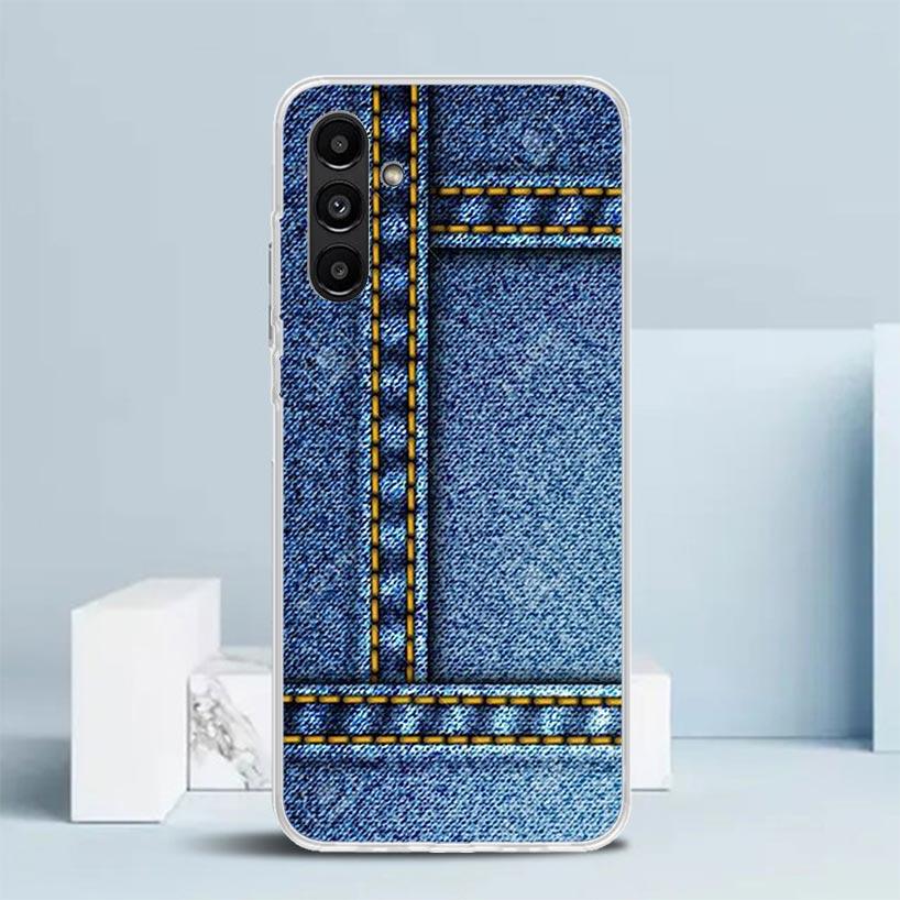 Джинсовый Ковбойский Деним Печатный Чехол Для Телефона Для Samsung Galaxy A17 A37 A57 A16 A15 A14 A13 A56 A55 A54 A53 A36 A35 A34 A33 A26 A25 A24