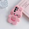 Милый Kawaii 3D Розово-белый Бантик Кролик Чехол для Телефона для SamSung Galaxy S26 Ultra S25 S23 A57 A56 Силиконовый Милый Кролик Защитная Крышка