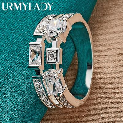 Кольцо из стерлингового серебра 925 пробы с цирконом 7-10 # для женщин, модные очаровательные украшения MR028