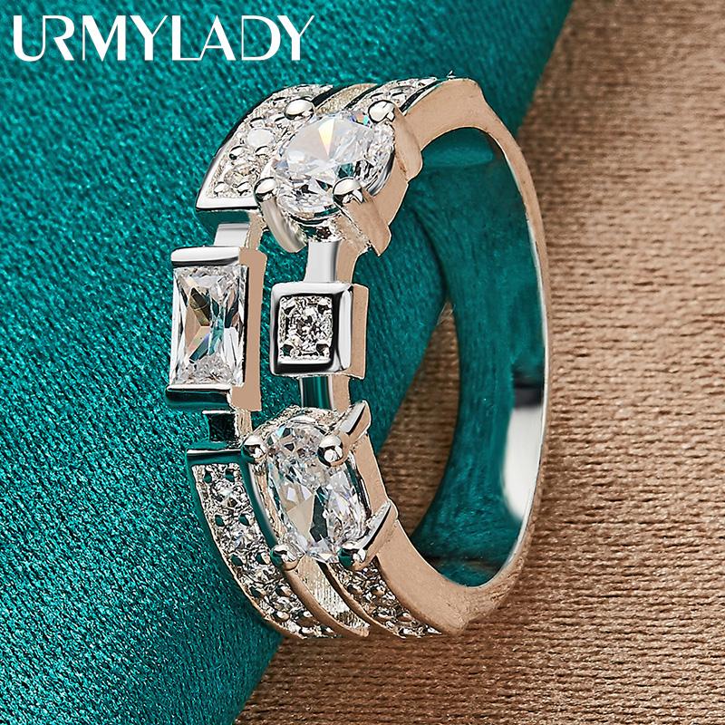 925 Sterling Silver Zircon 7-10# Ring For Women Fashion Charm Jewelry MR028