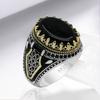 Мужское кольцо, винтажное панк-резьба по металлу, древний узор, двухцветный декоративный подарок, инкрустация искусственным агатом, мужское вечерние кольцо, свадебные украшения