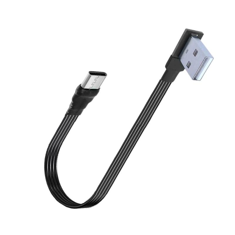 Плоский гибкий Г-образный 90 градусов USB Male на Type C Кабель для зарядки и передачи данных 10 Вт для мобильного телефона ноутбука