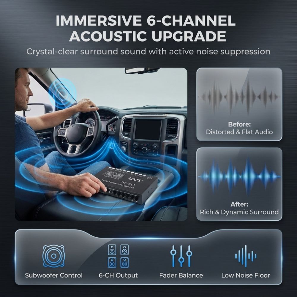7 Band Professional Equalizer Crossover Parametric Equalizer Professional Car Audio Equalizer