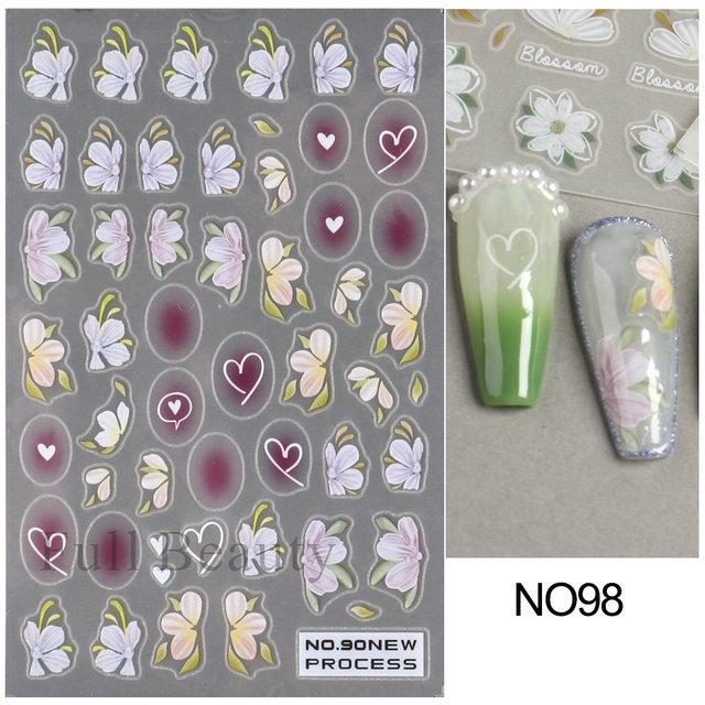 Nail Art Stickers Ins Spring Small White Flower Sunflower Butterfly Tough And Thin Series Adhesive Nail Stickers