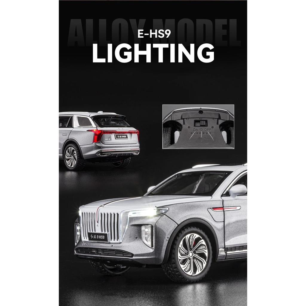 1/24 HongQi EHS9 SUV Alloy Diecasts & Toy Vehicles Metal Toy Car Model Sound and Light Pull Back Collection Kids Toy