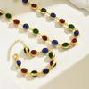 Fashion Setting Colored Gemstone Bracelet Necklace Women's Electroplated 18k Court Style High-end Sense Collarbone Chain Necklace Jewelry