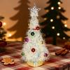 Metallic Tinsel Christmas Tree Light-up Foil Fringe Christmas Tree with Ball Ornaments for Holiday Home Office Tabletop Decoration