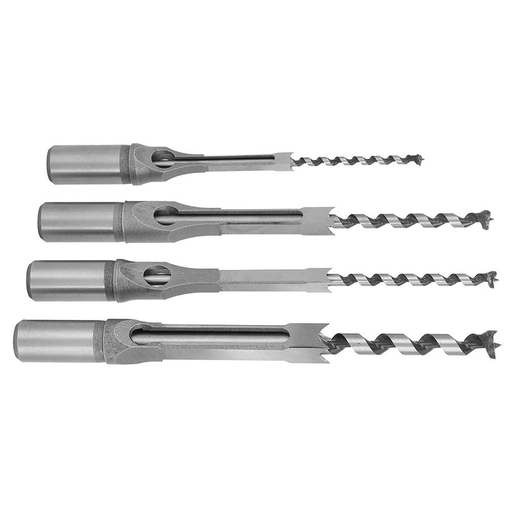 4pcs Square Hole Drill Bits 14 516 38 12 Wood Mortising Chisel Set Wood Drilling Hand Tools