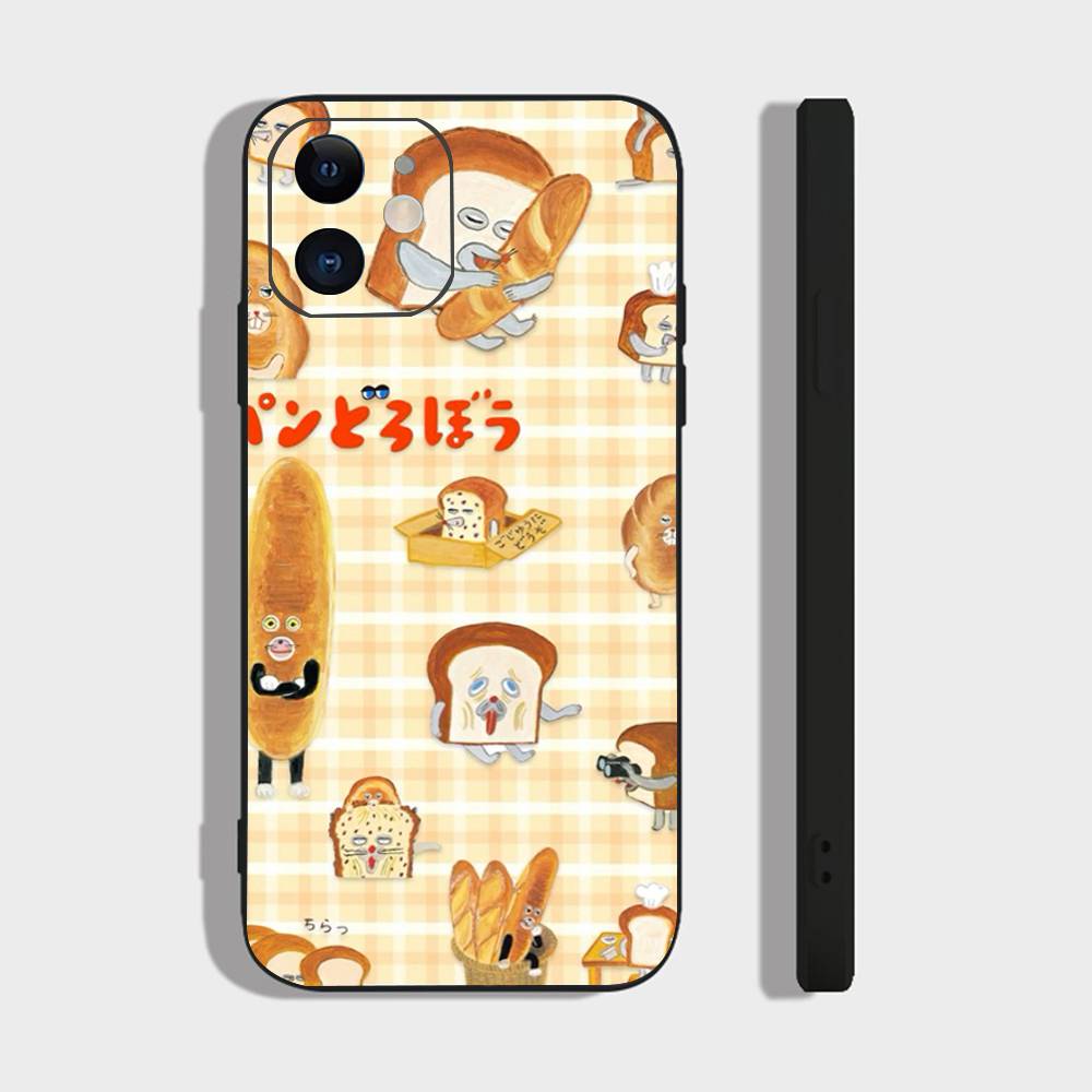 Чехол для телефона P-Picture Book Bread для IPhone 17 Air 16 15 14 13 Pro Max 11 12 Черный силиконовый чехол