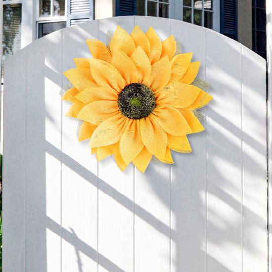 Подсолнуховый венок 16,54 дюйма для входной двери, искусственная подсолнуховая мешковинная гирлянда, фермерский дом, подвесная уличная приветственная табличка для дома, стены, сада, двора