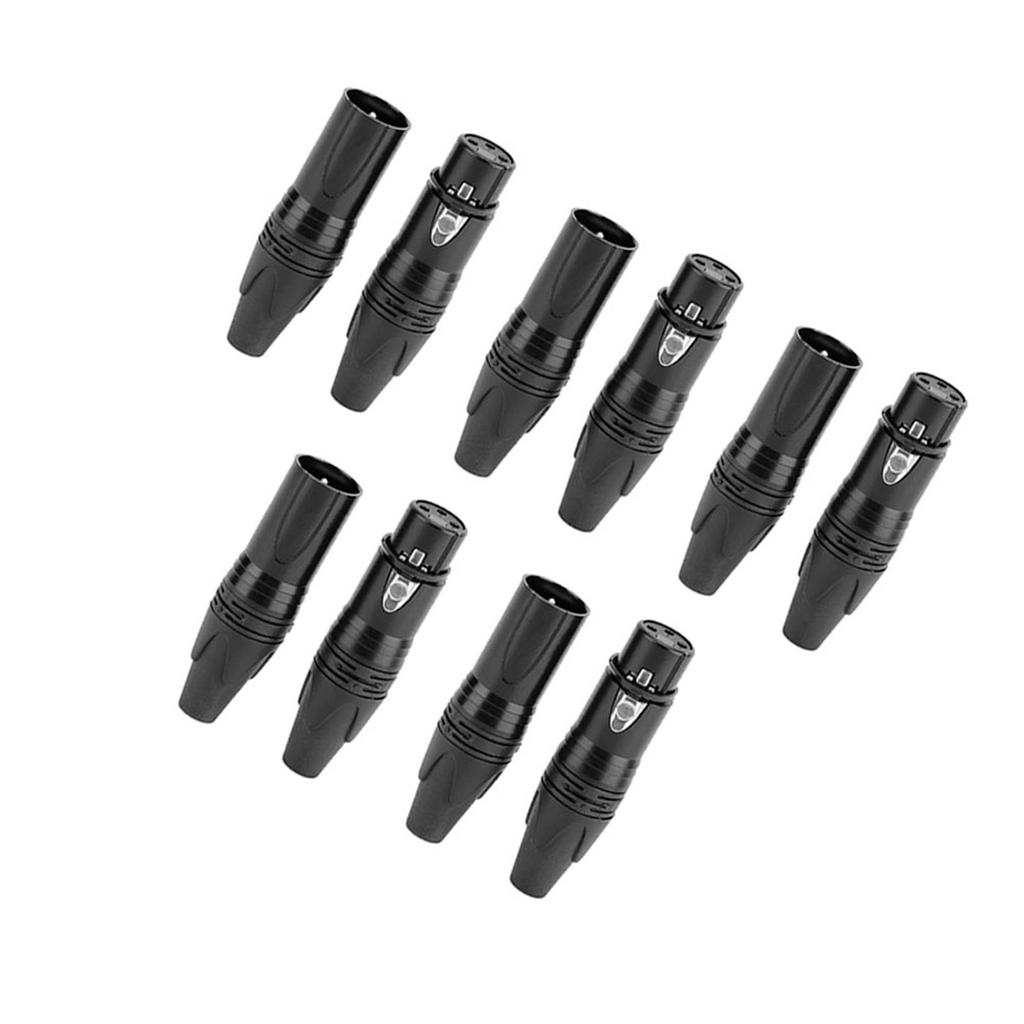 5 пар 3-контактный XLR-разъем аудиоразъем Cannon Connector черный