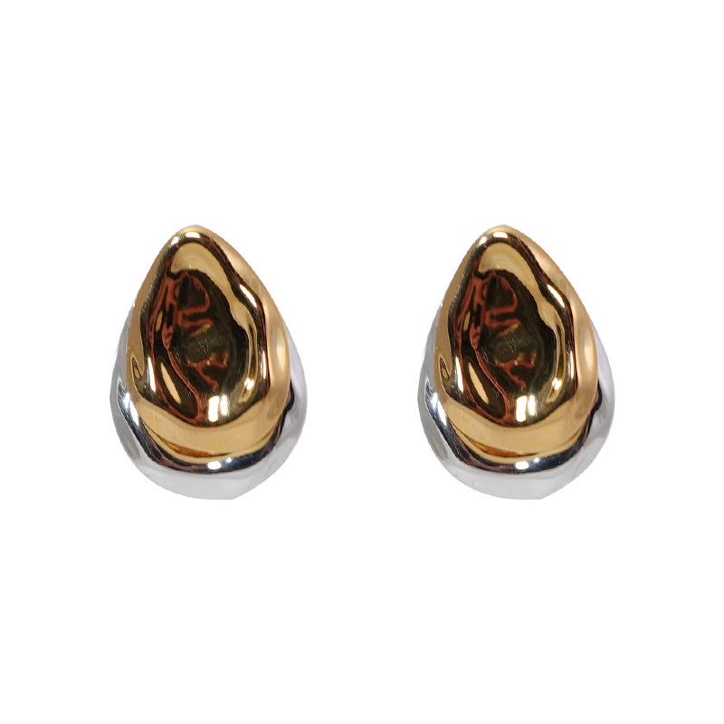 High-End Geometric Color Block Ear Cuffs: Unique European & American Style Water Drop Earrings for Women