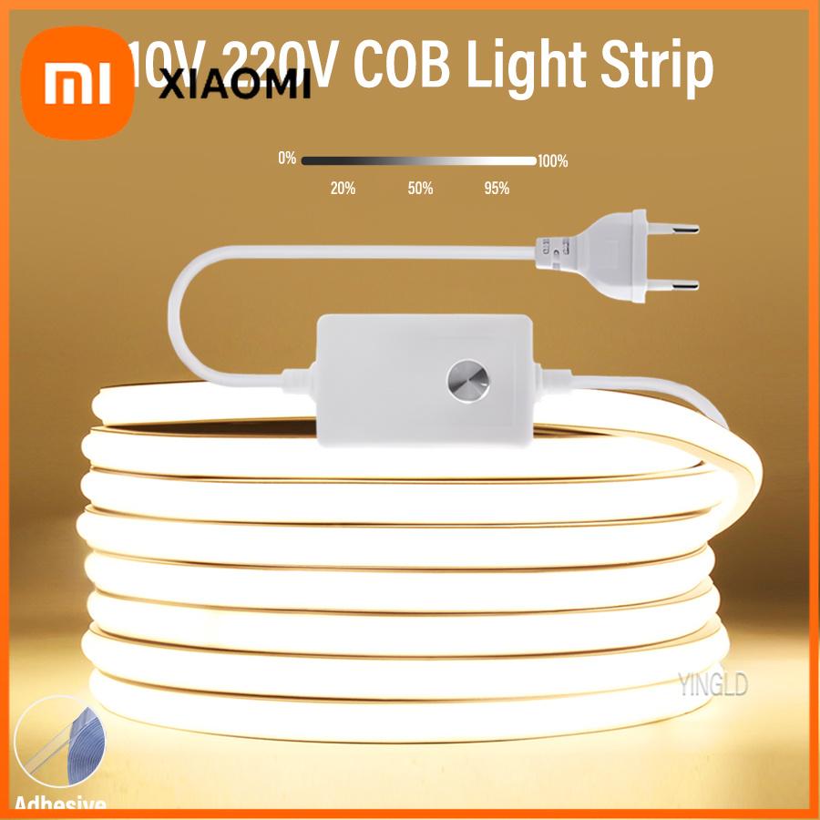 Xiaomi 220V COB LED Strip Light High Bright Switch/Dimmable US 110v EU Plug Neon Tape Kitchen Cabinet lighting Waterproof garden