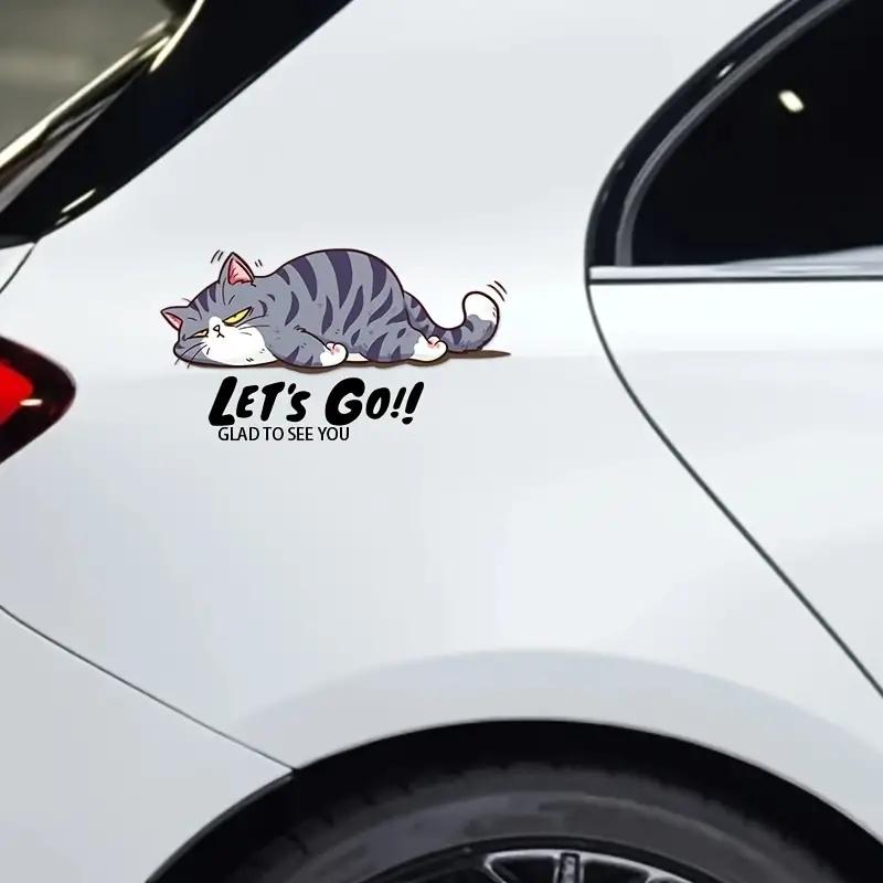 Creative Cartoon Cat Motorcycle Sticker Car Sticker, Car Scratch Cover Sticker Waterproof Sticker Decals For Car Laptop Wall Decoration Accessories