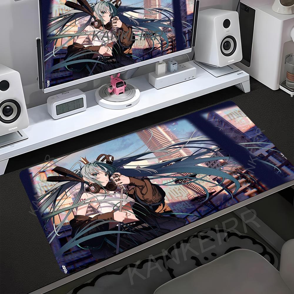 Popular virtual diva H-Hatsune Cute Miku Mouse Pad Non-Slip Rubber Edge Locking Mousepads Game Play Mat for Notebook PC Computer