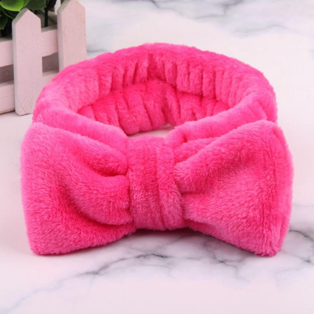 Bowknot Headband Solid Color Ladies Wide Face Wash Headband Plush Headband