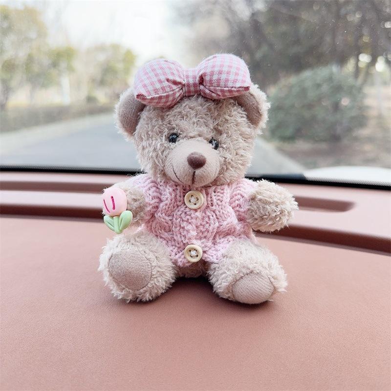Cute Cartoon Bear Car Dashboard Decoration Plush Figurine Interior Ornament