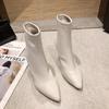 Fashion Thin High Heel Women Elastic Short Boots Fashion Pointed Slip-on Slim Ankle Booties Autumn Winter Ladies Booties Botas De Mujer