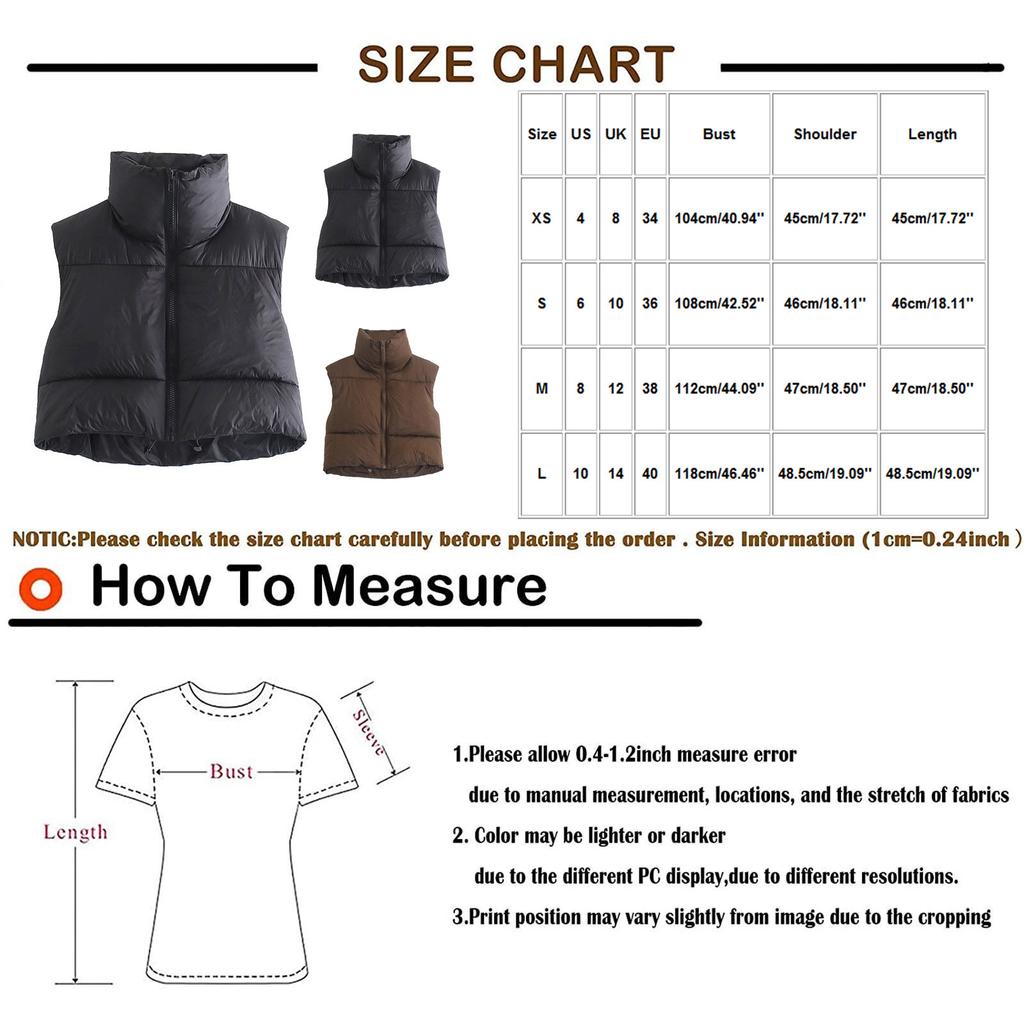 Women's Winter Crop Vest Lightweight Sleeveless Warm Outerwear Vest Padded Gilet