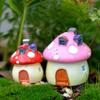 4 Sizes Mushroom House Resin Fairy Garden Craft Decoration Miniature Micro Gnome Terrarium Mediterranean House Castle 4 Color