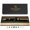 Scriveiner Finest Premium Fountain Pen (Black) Attractive Beauty 24K Gold Finish Schmidt 18K Gold Plated Nib (Fine) Suitable for Men and Women Profess