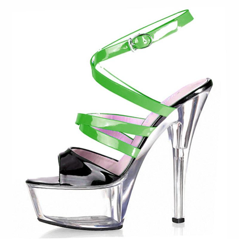 15 см высокие каблуки тонкие каблуки водонепроницаемые туфли на платформе сочетание цветов полые ненависть небо высокие хрустальные свадебные туфли женщины