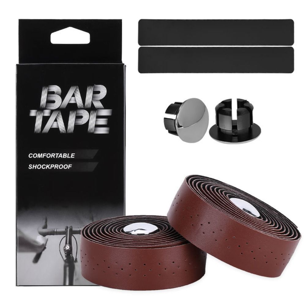 Breathable Bicycle Handlebar Tape PU Leather With 2 Plugs Bike Accessories Bike Perforated Belt