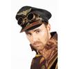 Steampunk Goggles Cap - Original - Black, Brown, Brass - Polyester - One Size Adult