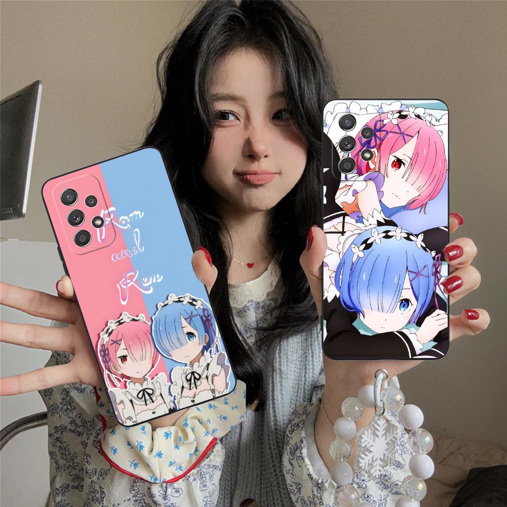 Чехол ReZero Rem Ram Матовый ТПУ для мобильного телефона Samsung Galaxy M55 54 42 35 34 33 32 23 22 15 14 13 12 F55 5G Цветная обложка