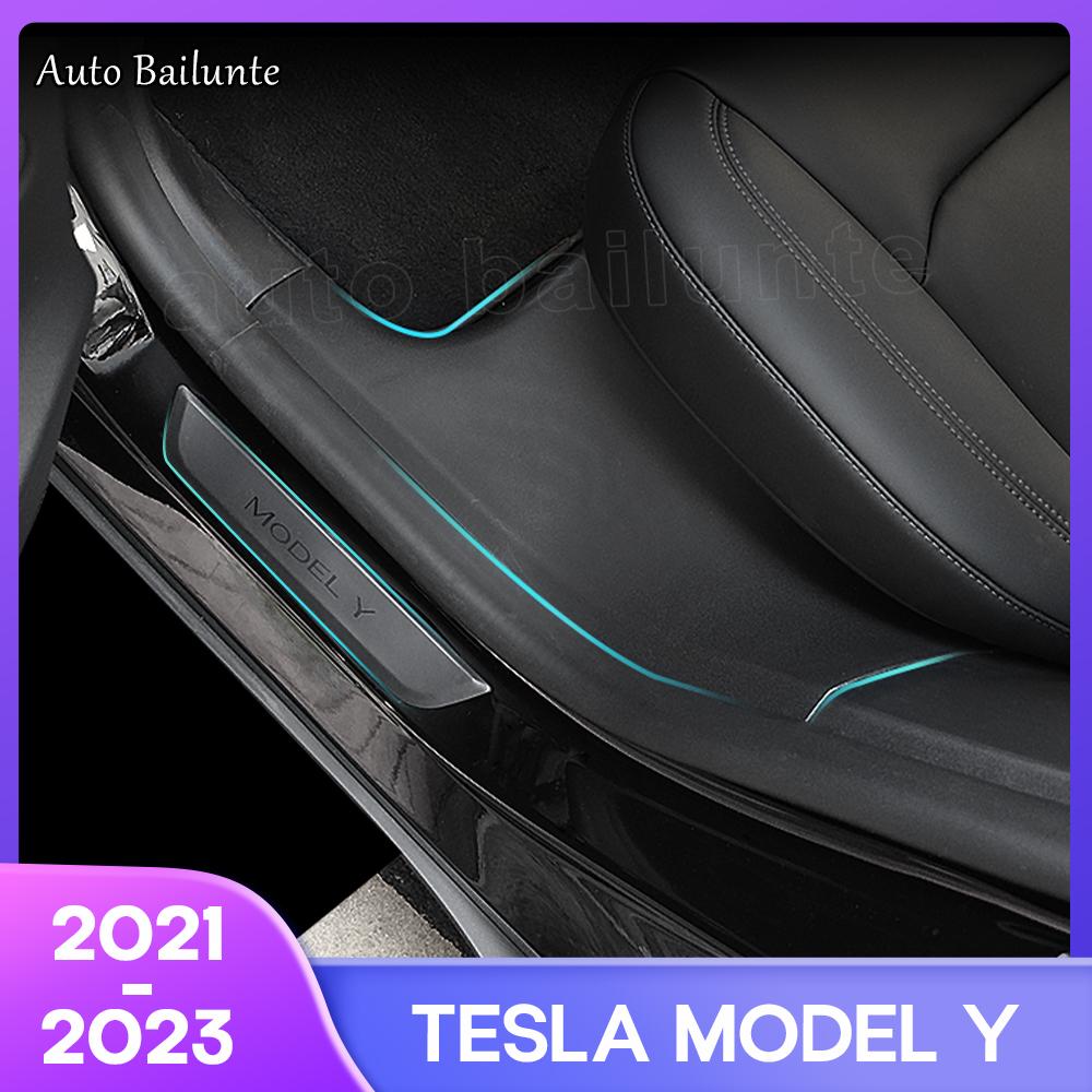 2Pcs Car Rear Door Sill Protective Cover Anti-dirty ABS Rear Door Protection Cover For Tesla Model Y 2022 2023