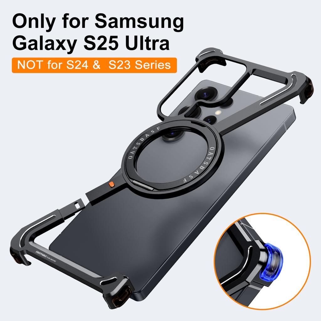 Минималистичный чехол для телефона Eary Z-образной формы для Samsung Galaxy S25 Ultra S24 Ultra с магнитной подставкой, вращающейся на 360°, противоударный тонкий чехол