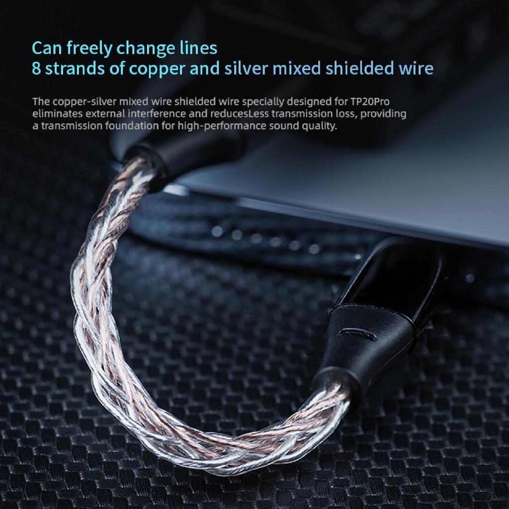 Портативный усилитель для наушников Hifi Kingdom EPZ TP20 PRO, двойной выделенный выход Type C 32 бит/384 кГц/DSD256 3,5 мм и 4,4 мм, (ЧЕРНЫЙ)