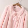 Autumn Winter Flannel Long Skirt Nightdress Women's Long Over The Knee Large Size Loose Solid Color Pompom Pajamas Home