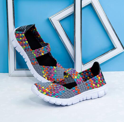 Fashion Summer Women Shoes Lady Hand Made Flats Sneakers Breathable Lightweight Flat Shoes Manual Woven Shallow Women Casual Shoes D114