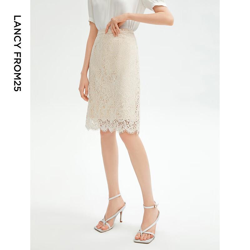 LANCY High-Waisted Vintage Lace Straight Skirt