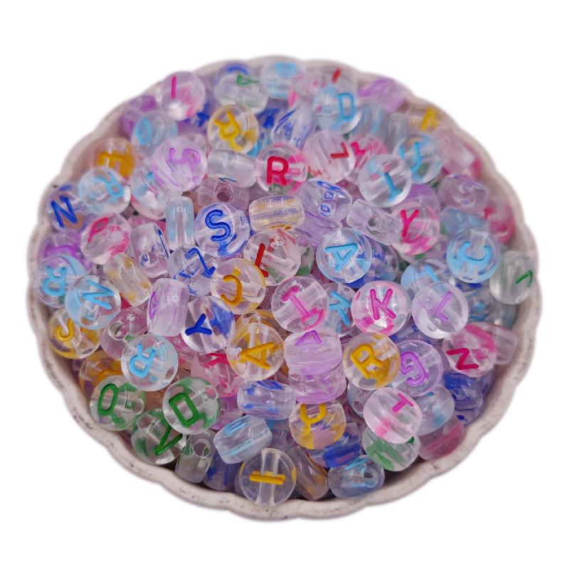 100 шт 7 мм акриловые бусины смешанные буквы круглые для изготовления ювелирных изделий свободные бусины алфавита сделай сам браслет ожерелье ручной работы