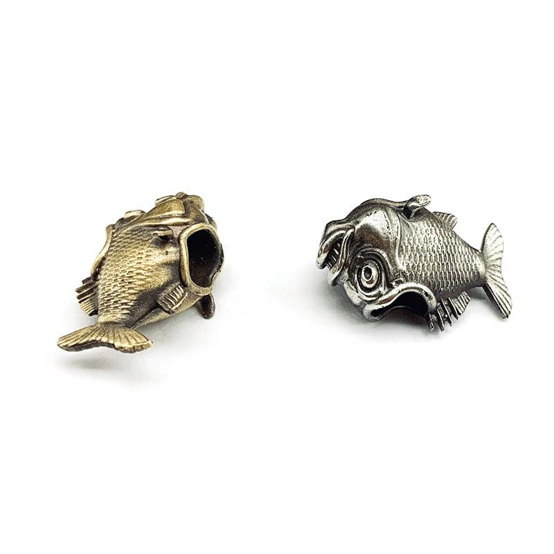 Ретро Африканская Пиранья Латунная и Медная Фигурка Рыбы Брелок с Полым Дизайном