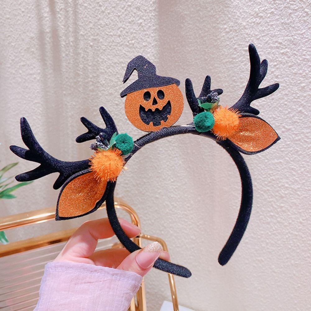 Шарик летучая мышь бант паук тыква корейский стиль повязки для волос женские обручи для волос Хэллоуин повязки на голову рога лося