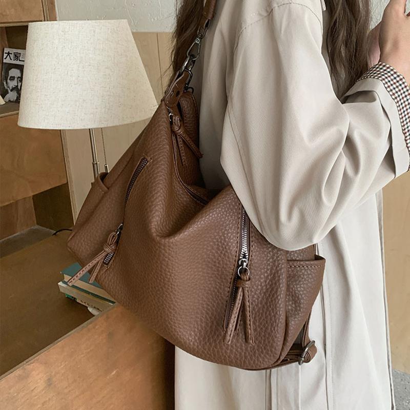 Yogodlns Большая вместительная сумка для женщин, новая мягкая сумка-ведро из искусственной кожи, универсальная сумка-тоут для повседневных поездок на работу, кошелек через плечо