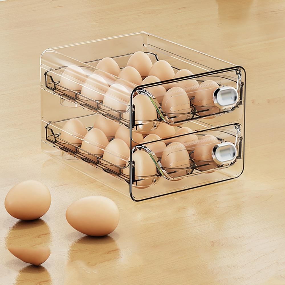 Transparent Egg Storage Box Double Layer Egg Container Egg Preservation Box Refrigerator